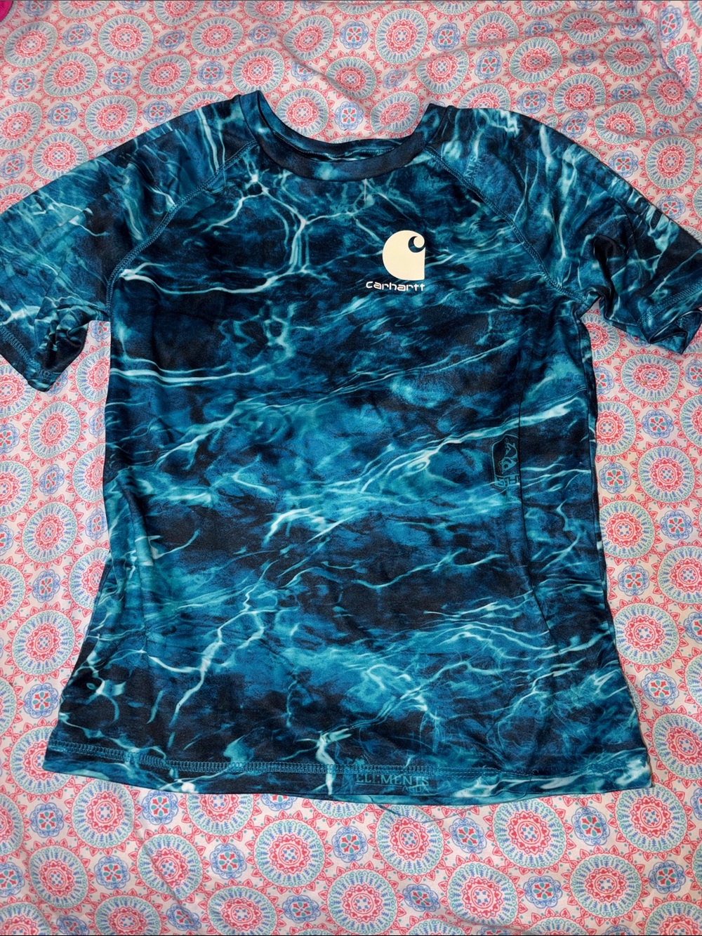 Carhartt Blue Water-Print Short Sleeve Shirt
